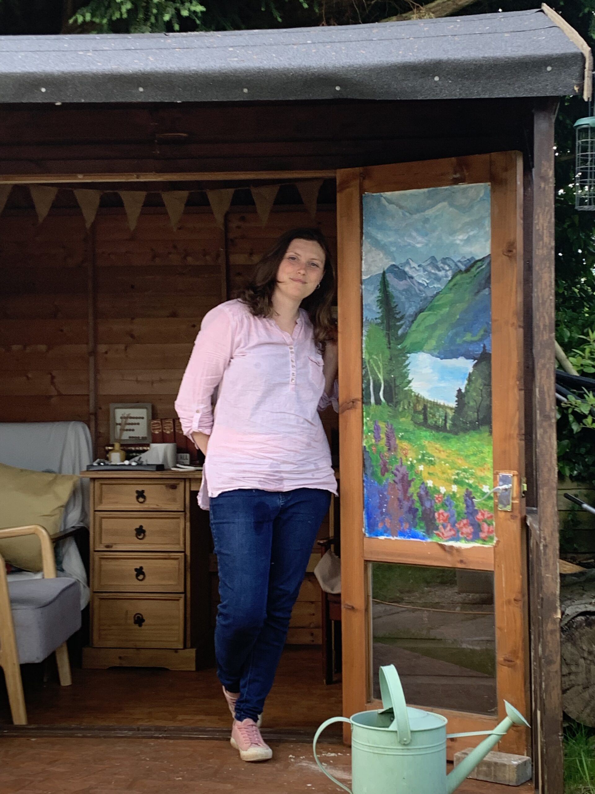 Artist in art shed