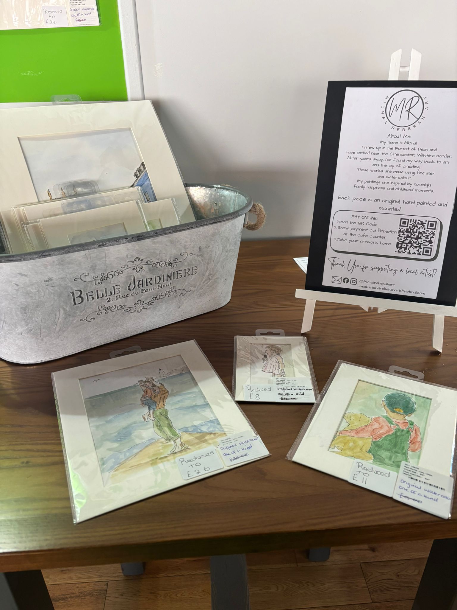 Artwork being shown at a coffee shop